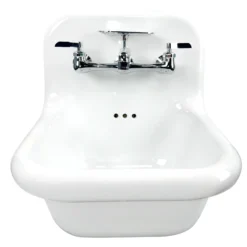 Nantucket Sinks Victorian 16.5" x 16.5" Irregular Wallmount Fireclay Bathroom Sink with Faucet and Accessories, NS-VC16-WW-CPFCT