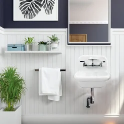 Nantucket Sinks Victorian 16.5" x 16.5" Irregular Wallmount Fireclay Bathroom Sink with Faucet and Accessories, NS-VC16-WW-CPFCT