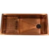 Nantucket Sinks x Studio Dearborn Brightwork 39" Undermount Copper Kitchen Sink with Accessories, 16 Gauge, STEPPE3918-SMC
