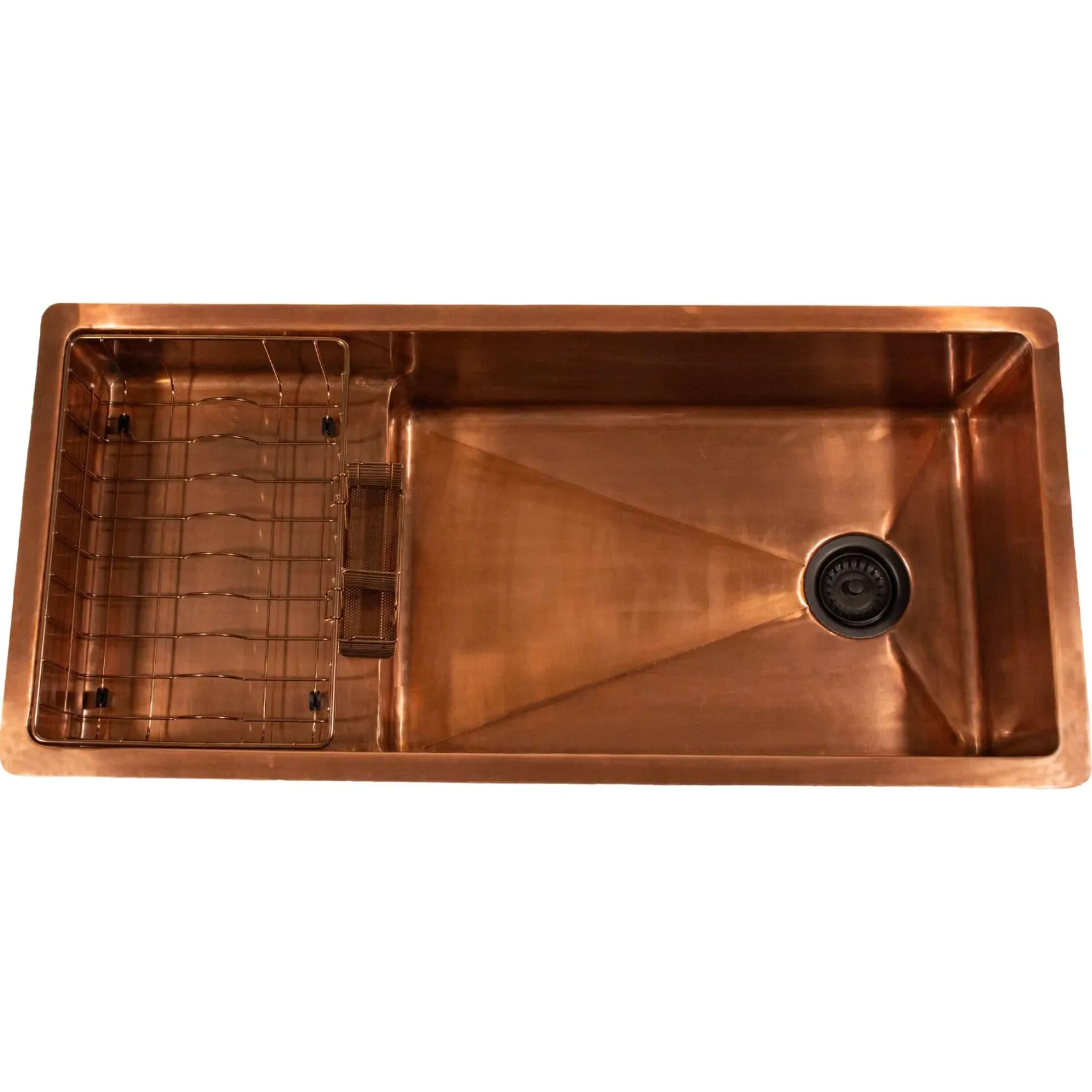 Nantucket Sinks x Studio Dearborn Brightwork 39" Undermount Copper Kitchen Sink with Accessories, 16 Gauge, STEPPE3918-SMC