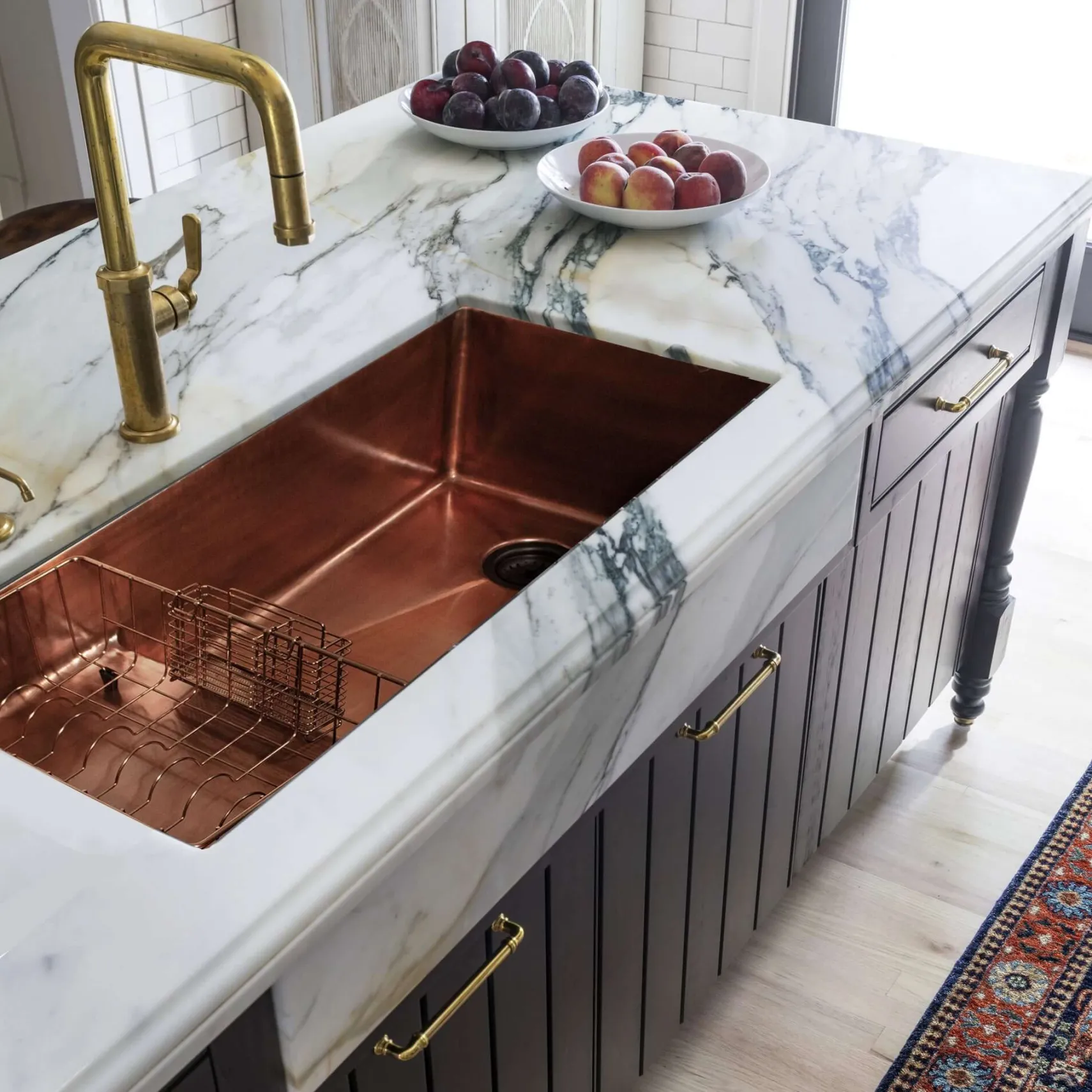 Nantucket Sinks x Studio Dearborn Brightwork 39" Undermount Copper Kitchen Sink with Accessories, 16 Gauge, STEPPE3918-SMC