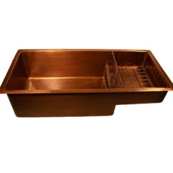 Nantucket Sinks x Studio Dearborn Brightwork 39" Undermount Copper Kitchen Sink with Accessories, 16 Gauge, STEPPE3918-HC