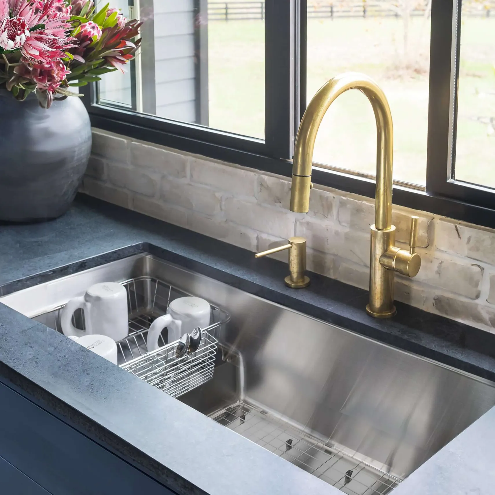 Nantucket Sinks x Studio Dearborn Brightwork 39" Undermount Copper Kitchen Sink with Accessories, 16 Gauge, STEPPE3918-HC