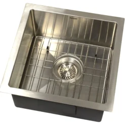 Nantucket Sinks All Weather 15" Undermount 316 Marine Grade Stainless Steel Kitchen Sink with Accessories, 16 Gauge, AW1515-16