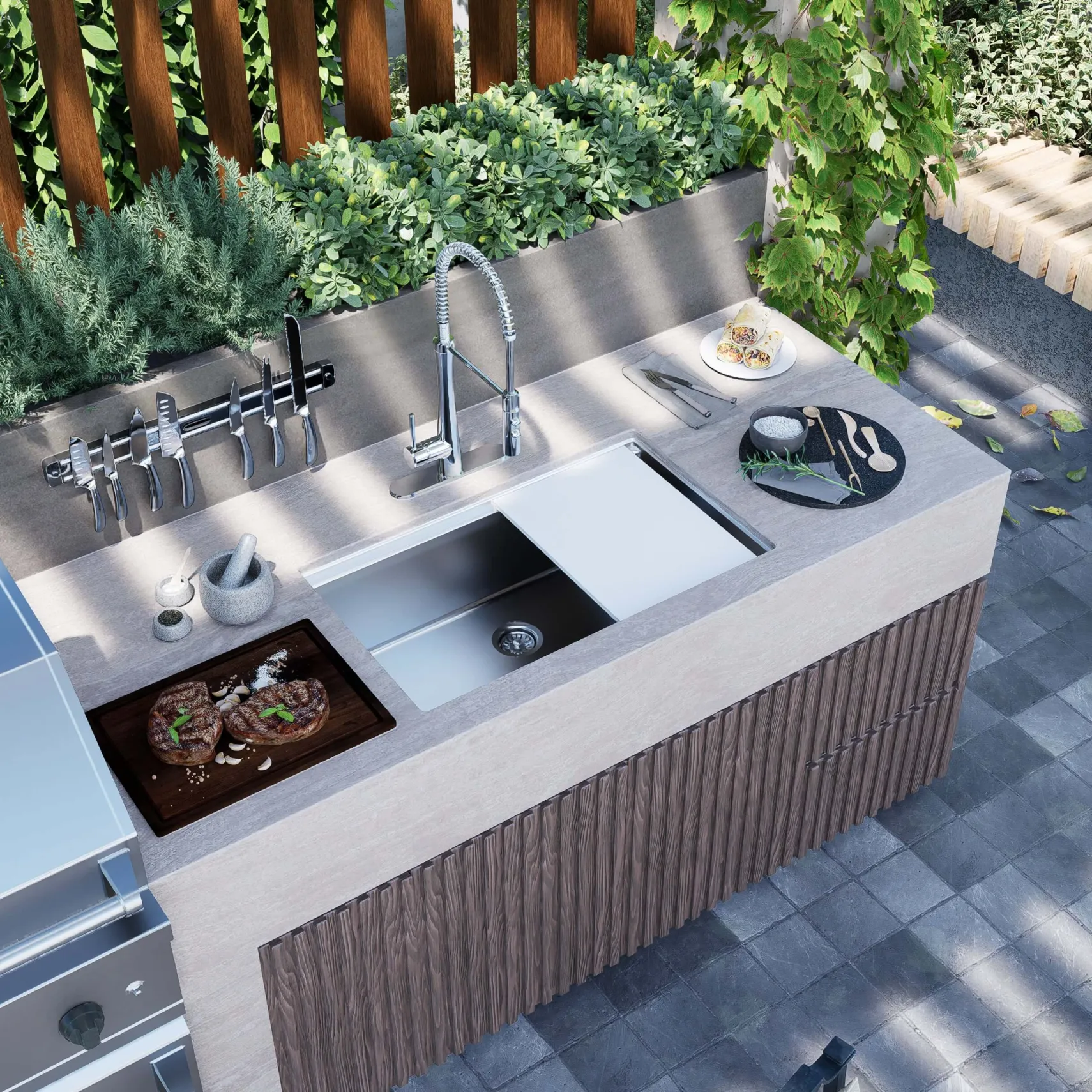 Nantucket Sinks All Weather 32" Undermount 316 Marine Grade Stainless Steel Kitchen Sink with Accessories, 16 Gauge, AW-PS-3219-16