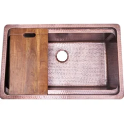 Nantucket Sinks Brightwork Home 32" Dual Mount Copper Workstation Kitchen Sink with Accessories, 16 Gauge, KCH-PS-3220