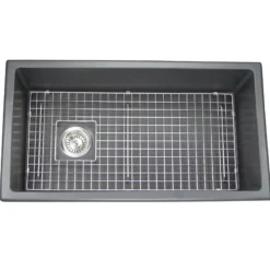 Nantucket Sinks Cape 34" Dual Mount Fireclay Kitchen Sink with Accessories, Matte Black, Wellfleet-3419MatteBlack