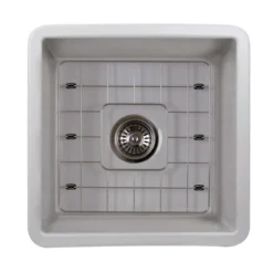 Nantucket Sinks Cape 18" Dual Mount Fireclay Kitchen Sink with Accessories, Matte Grey, Wellfleet-1818GR