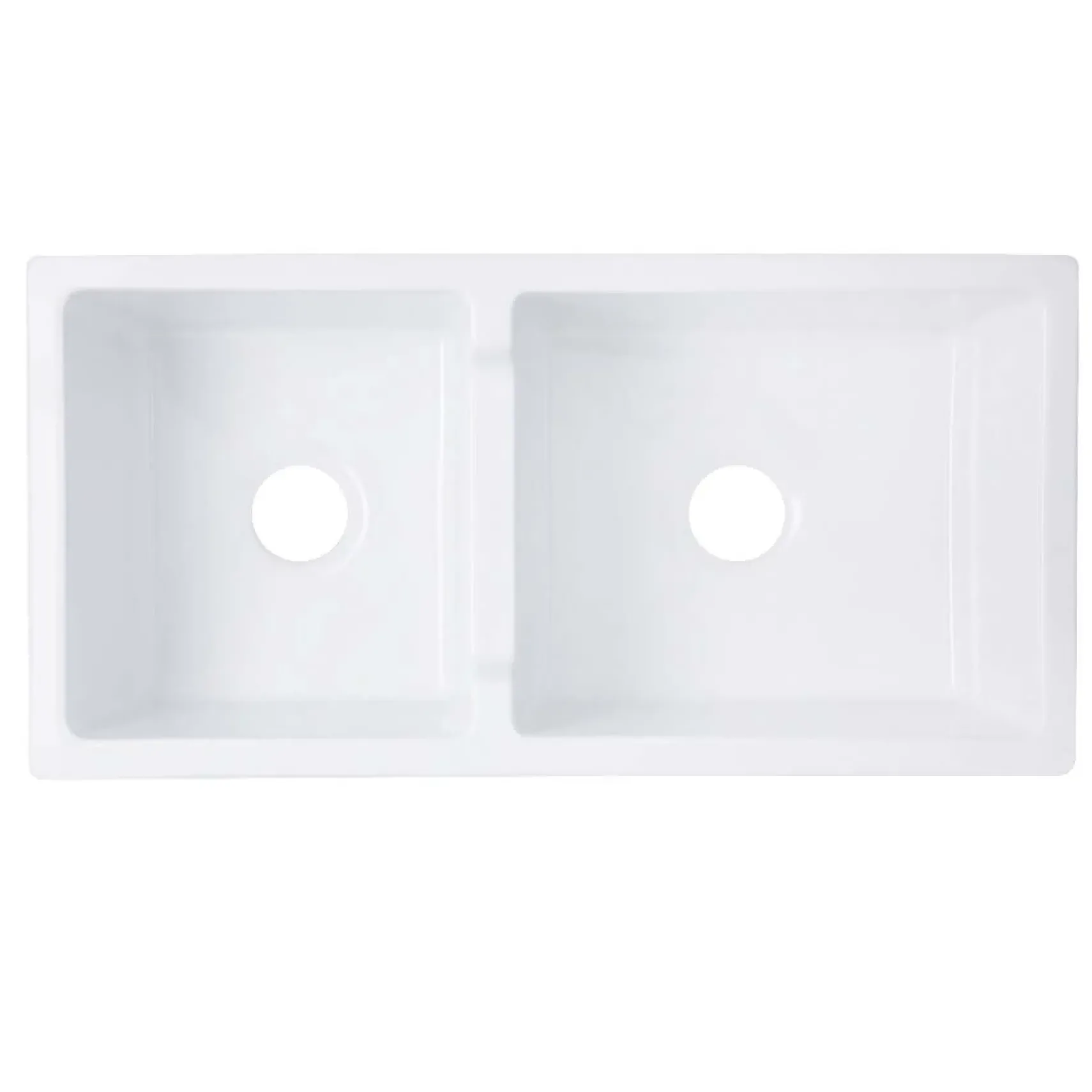 Nantucket Sinks Cape 36" Fireclay Farmhouse Sink, 60/40 Double Bowl, White, Hyannis-36-DBL
