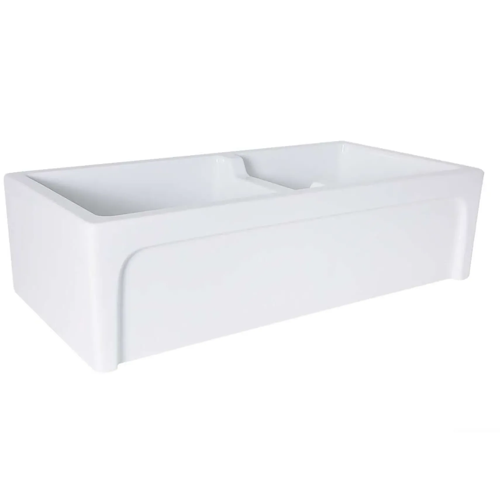 Nantucket Sinks Cape 36" Fireclay Farmhouse Sink, 60/40 Double Bowl, White, Hyannis-36-DBL