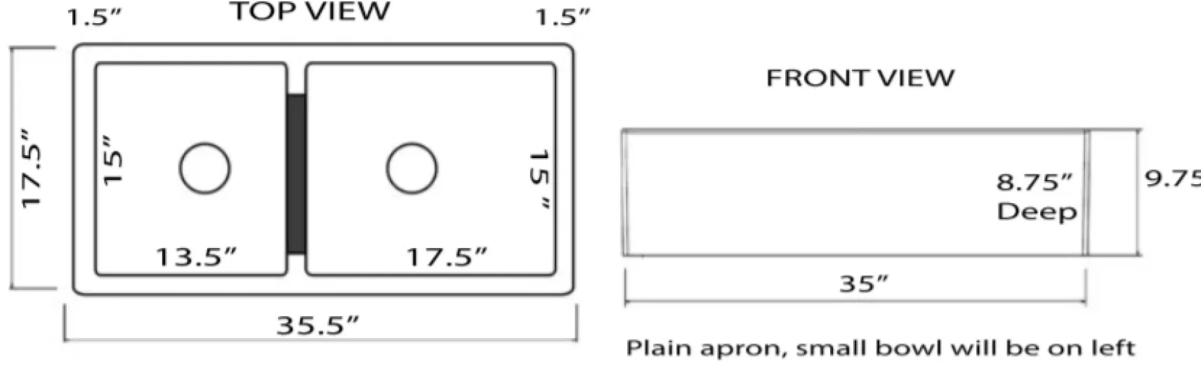 Nantucket Sinks Cape 36" Fireclay Farmhouse Sink, 60/40 Double Bowl, White, Hyannis-36-DBL
