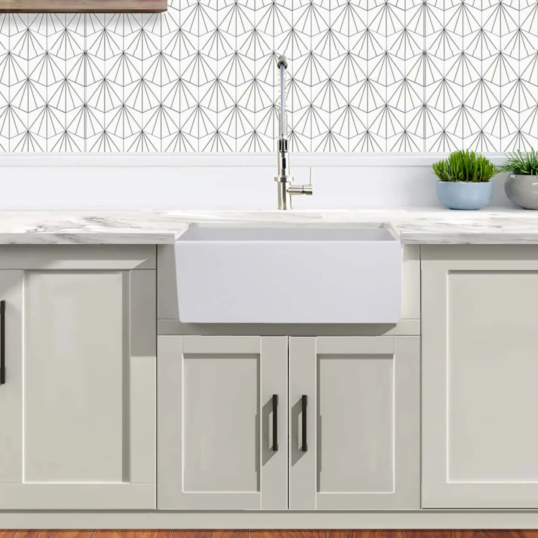 Nantucket Sinks Cape 24" Fireclay Farmhouse Sink, White, Hyannis-24