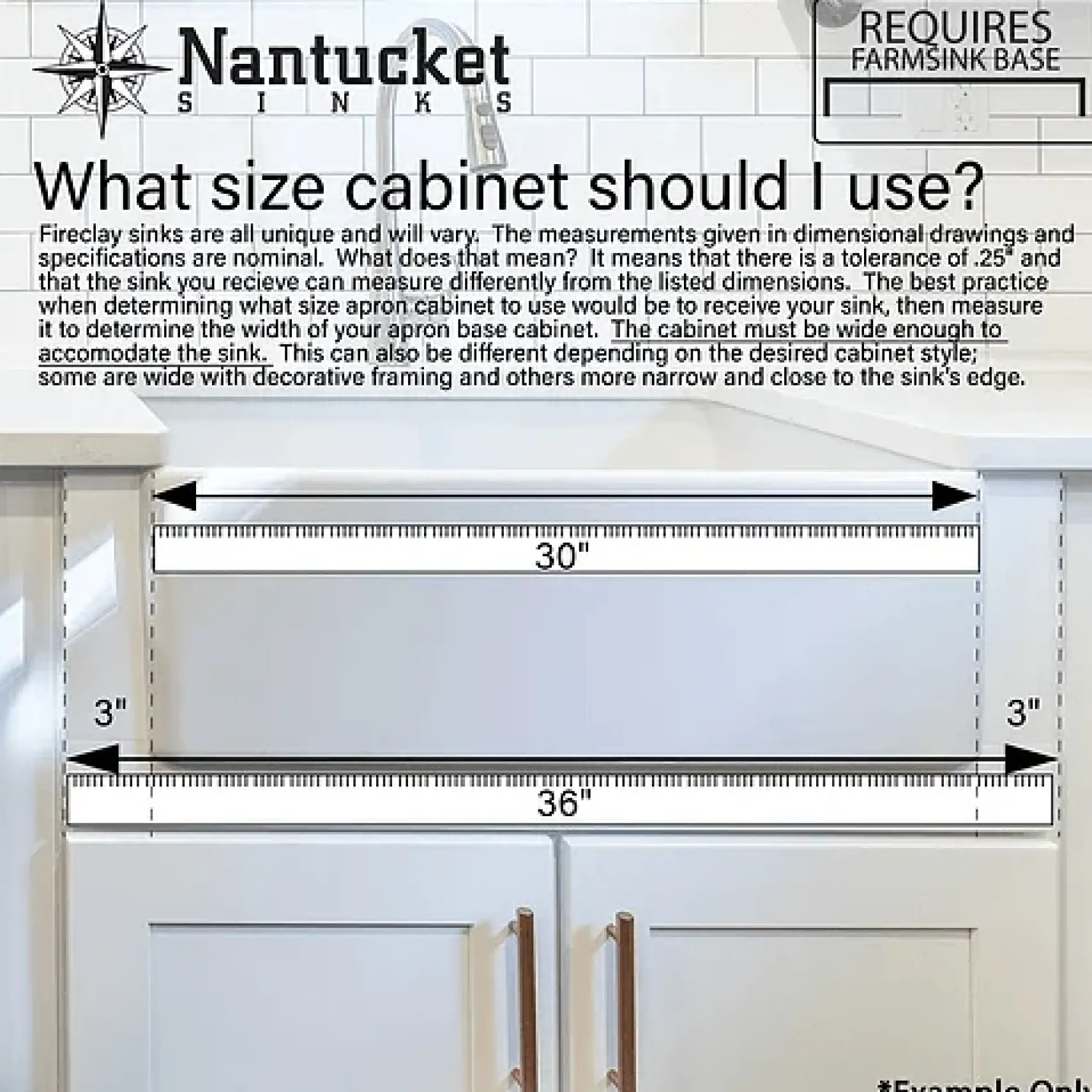 Nantucket Sinks Cape 36" Fireclay Farmhouse Sink, White, Yarmouth-36W