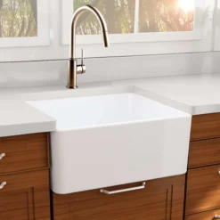 Nantucket Sinks Cape 27" Fireclay Farmhouse Sink, White, T-FCFS27