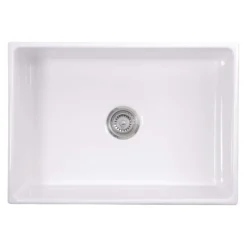 Nantucket Sinks Cape 27" Fireclay Farmhouse Sink, White, T-FCFS27