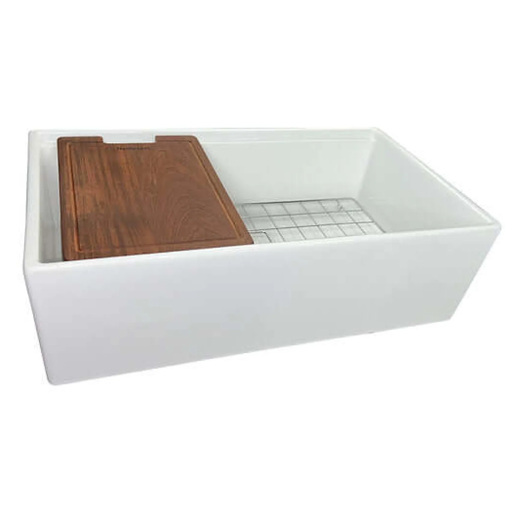 Nantucket Sinks Cape 33" Fireclay Workstation Farmhouse Sink with Accessories, White, T-PS33W