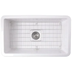 Nantucket Sinks Cape 32" Fireclay Kitchen Sink, White, Wellfleet-3218W