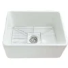 Nantucket Sinks Cape 23" Fireclay Farmhouse Sink with Accessories, White, P-FCS23
