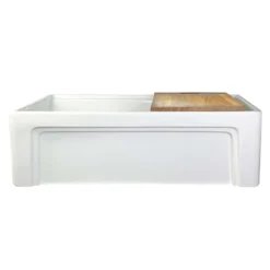 Nantucket Sinks Cape 30" Fireclay Workstation Farmhouse Sink, White, Dennis30SG