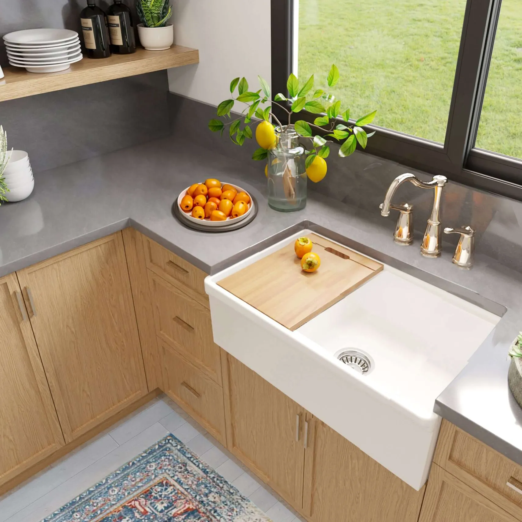 Nantucket Sinks Cape 30" Fireclay Workstation Farmhouse Sink, White, Dennis30SG