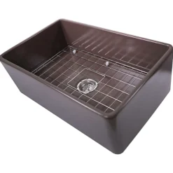 Nantucket Sinks Cape 30" Fireclay Farmhouse Sink, Coffee Brown, T-FCFS30CB