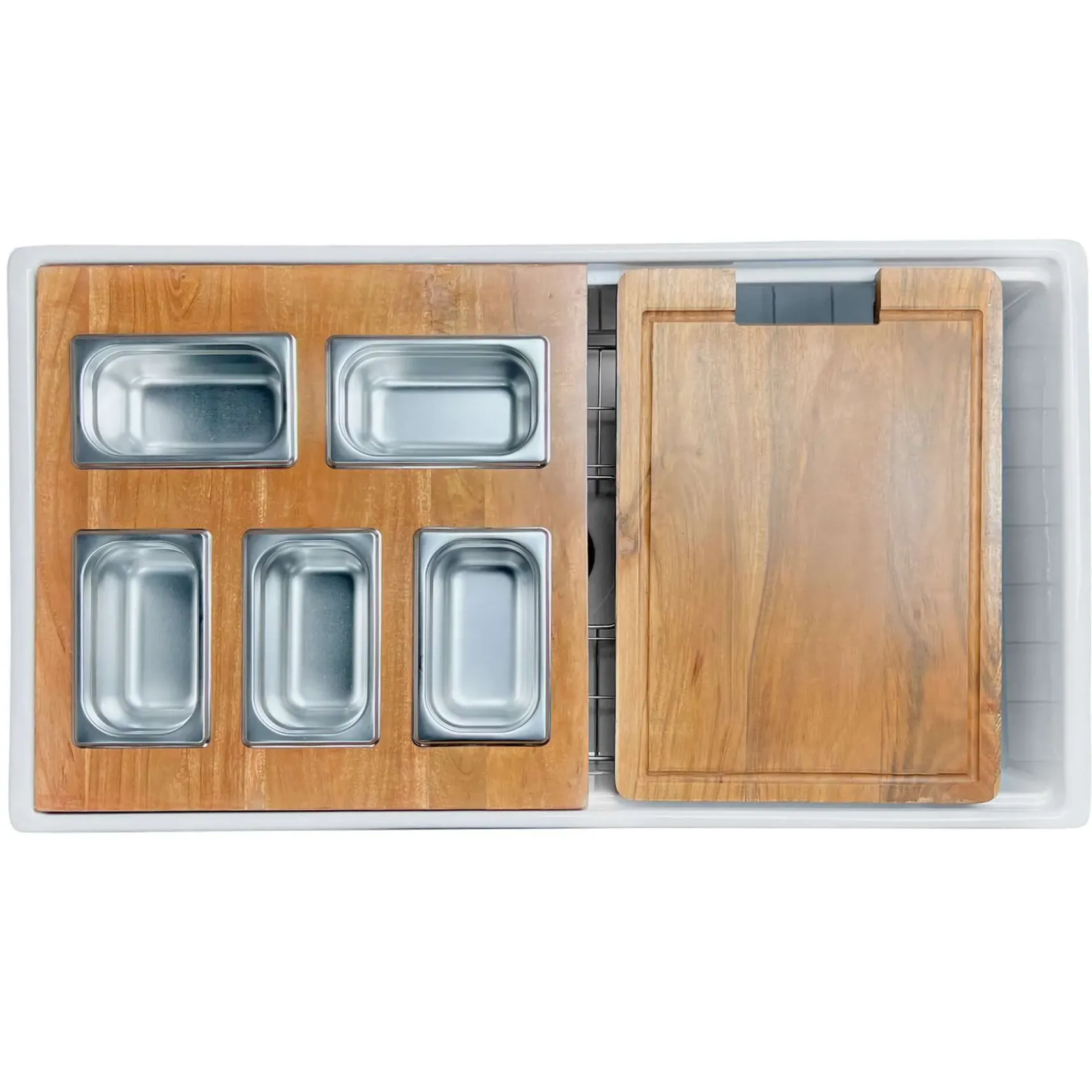 Nantucket Sinks Cape 33" Fireclay Farmhouse Sink with Accessories, White, HZ-TPS33W-ST1