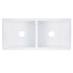 Nantucket Sinks Cape 40" Fireclay Farmhouse Sink, 50/50 Double Bowl, White, Hyannis-39-DBL