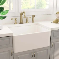 Nantucket Sinks Cape 24" Fireclay Farmhouse Sink, White, T-FCFS24
