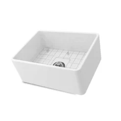 Nantucket Sinks Cape 24" Fireclay Farmhouse Sink, White, T-FCFS24