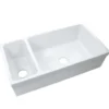 Nantucket Sinks Island 36" Fireclay Farmhouse Sink with Accessories, 90/10 Double Bowl, White, ISFCGW35X19DBSO