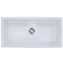 Nantucket Sinks Island 36" Fireclay Farmhouse Sink, White, ISFCW36x18SO