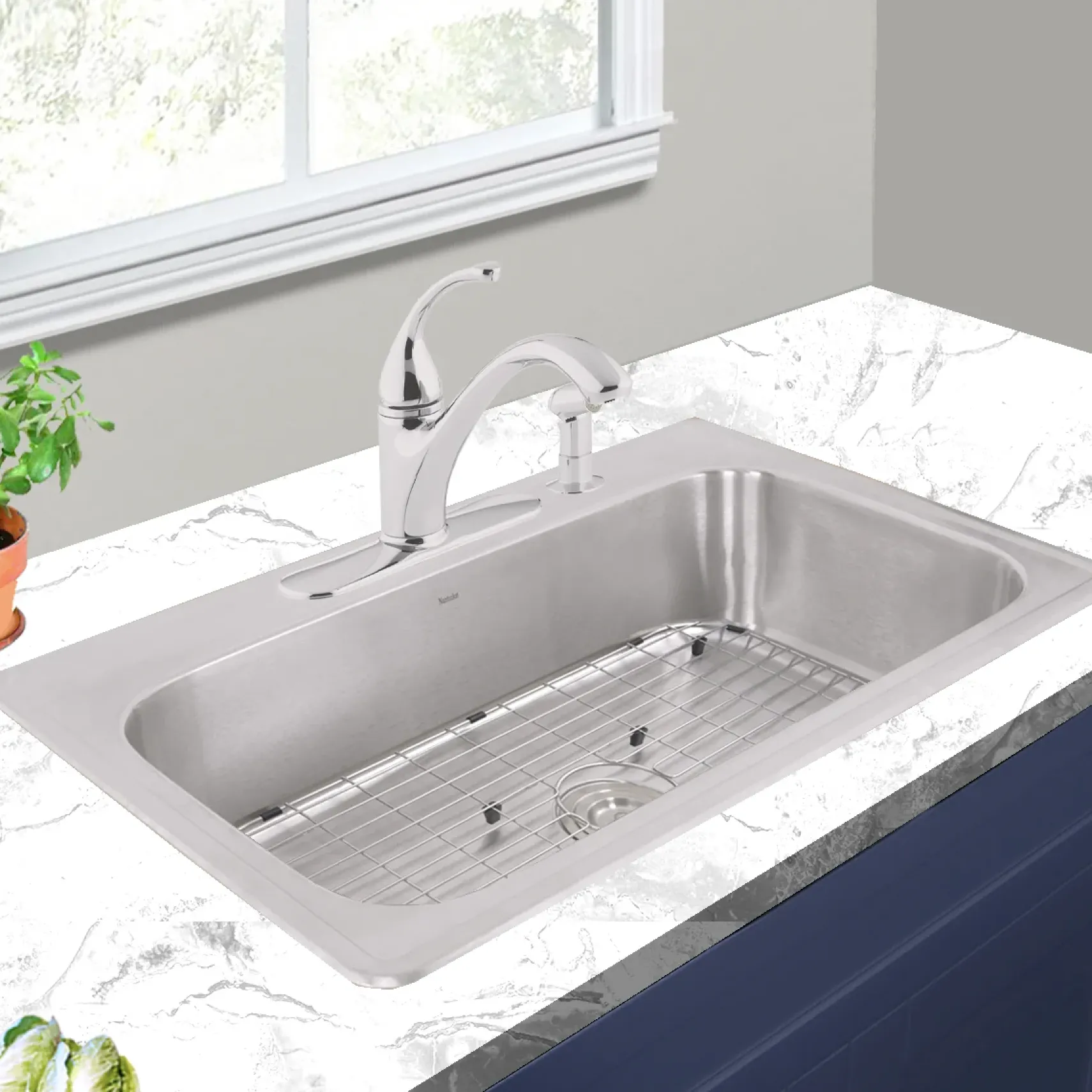 Nantucket Sinks Madaket 33" Stainless Steel Kitchen Sink, 18 Gauge, NS3322-8