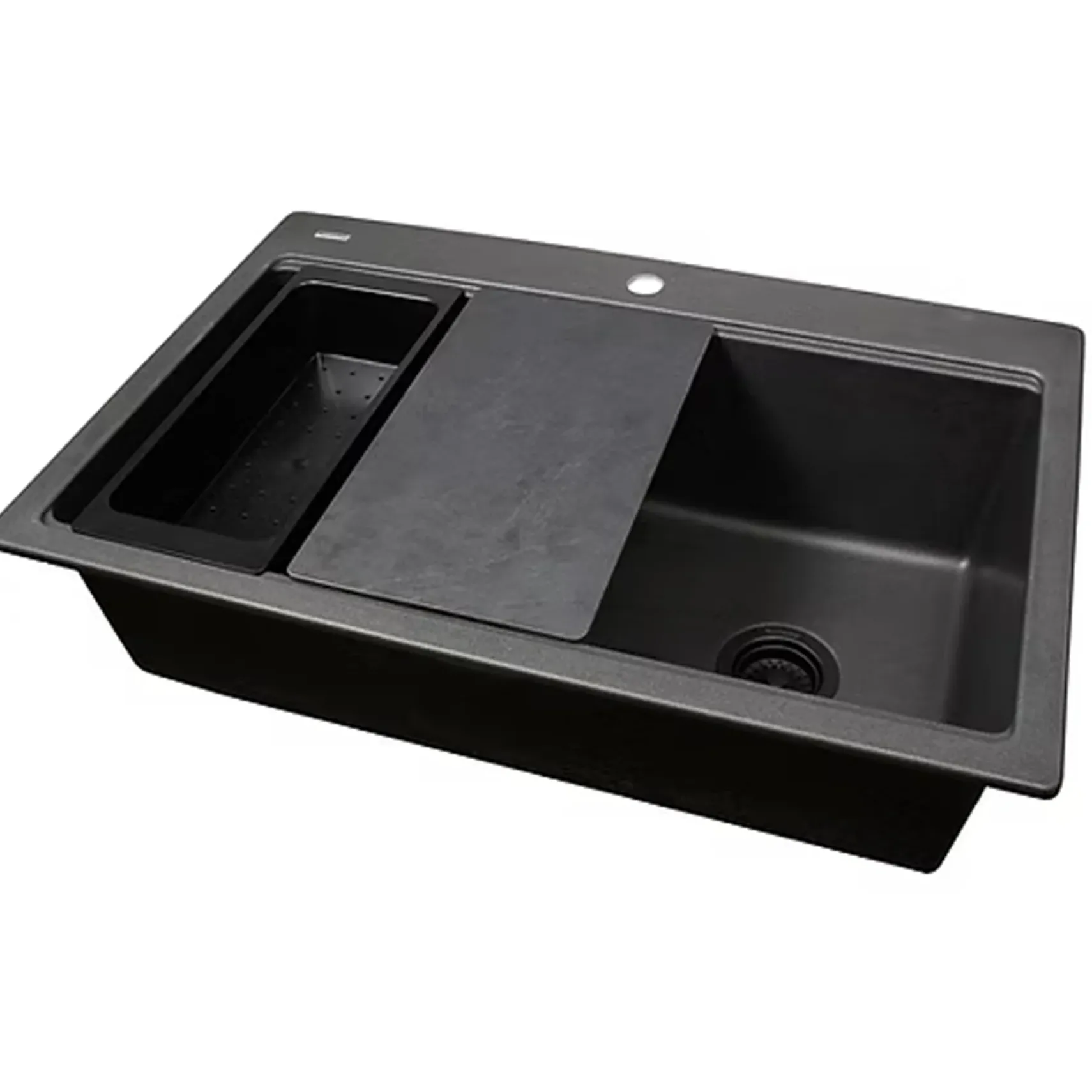 Nantucket Sinks Plymouth 33" Dual Mount Granite Composite Workstation Kitchen Sink, Black, PR3322PS-BL