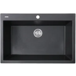 Nantucket Sinks Plymouth 33" Granite Composite Kitchen Sink, Black, PR3322-DM-BL