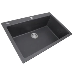 Nantucket Sinks Plymouth 33" Granite Composite Kitchen Sink, Black, PR3322-DM-BL