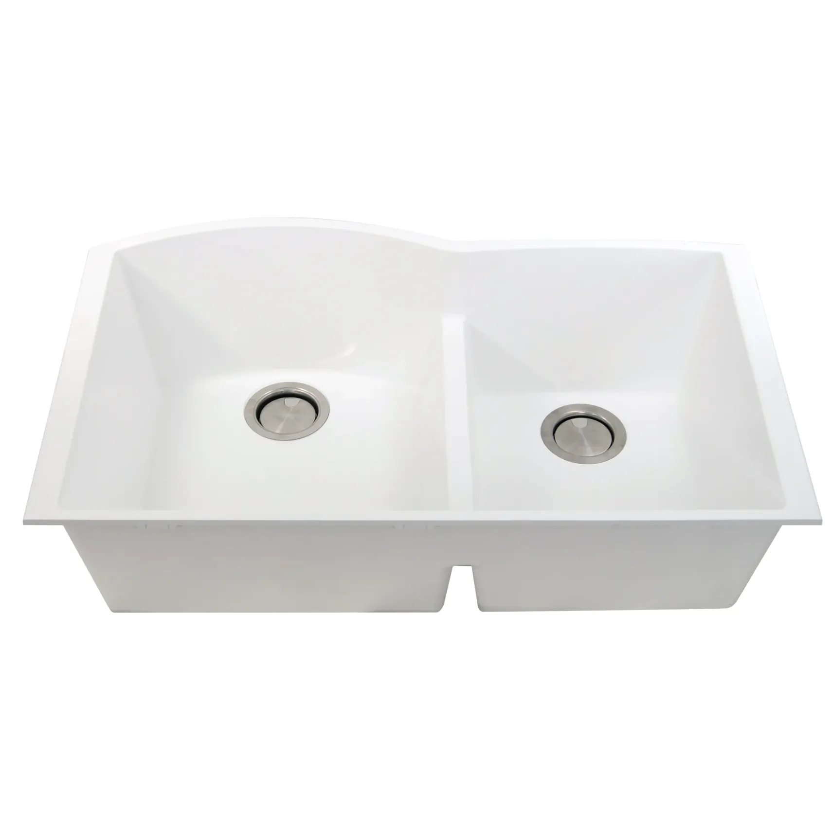 Nantucket Sinks Plymouth 33" Granite Composite Kitchen Sink, 60/40 Double Bowl, White, PR6040-W-UM