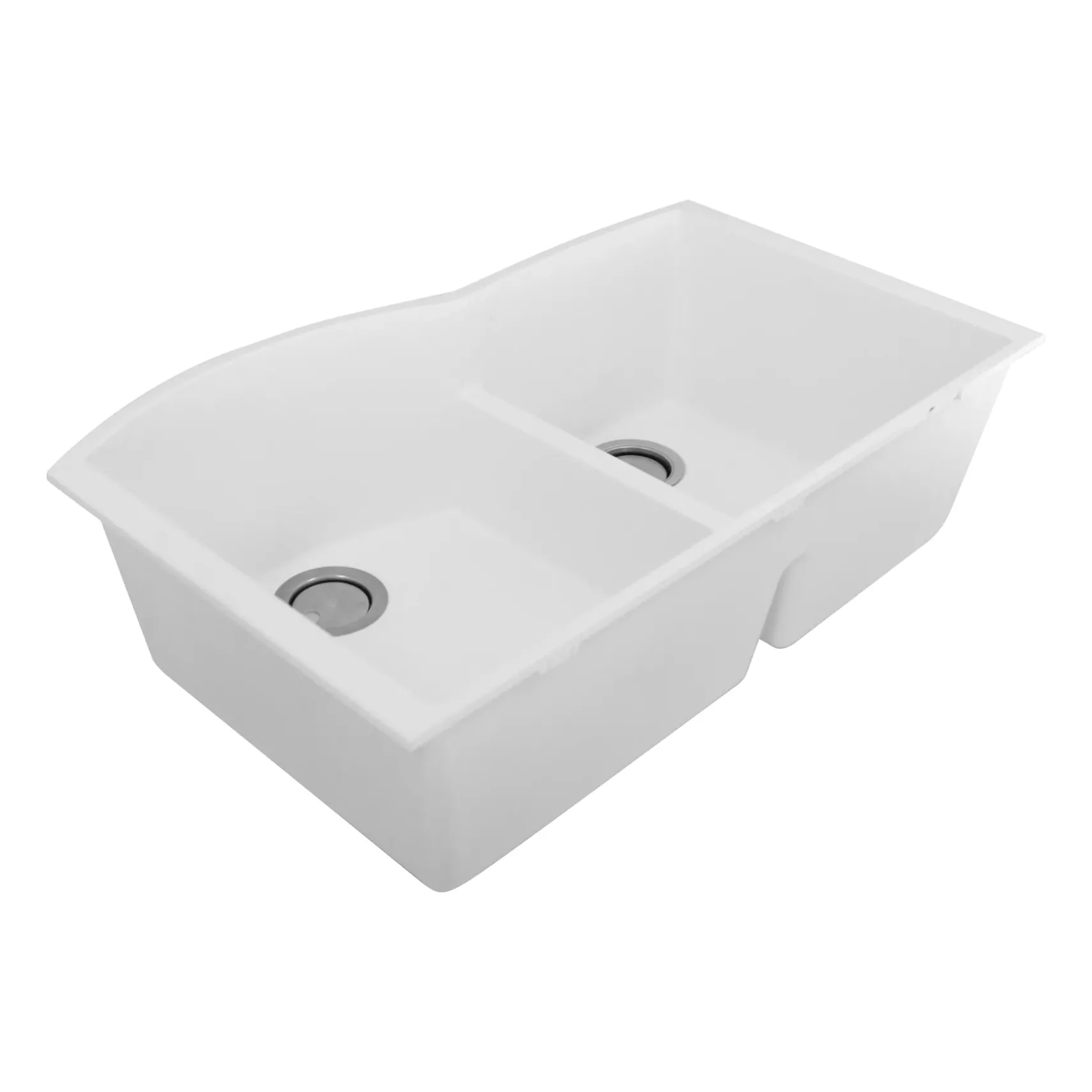 Nantucket Sinks Plymouth 33" Granite Composite Kitchen Sink, 60/40 Double Bowl, White, PR6040-W-UM