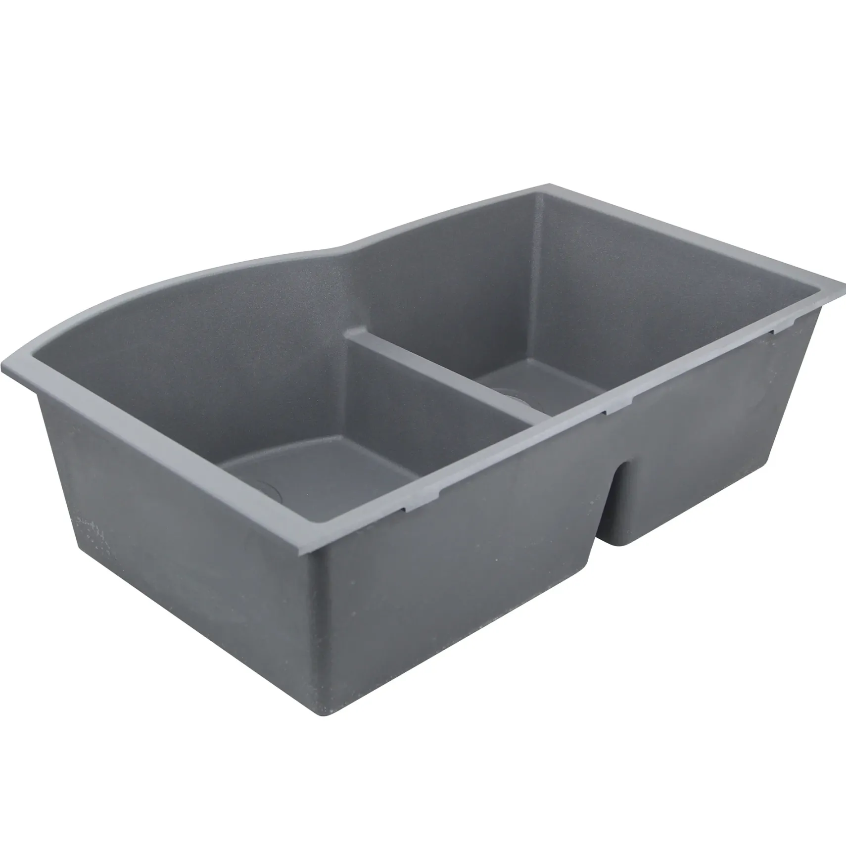 Nantucket Sinks Plymouth 33" Granite Composite Kitchen Sink, 60/40 Double Bowl, Titanium, PR6040-TI-UM