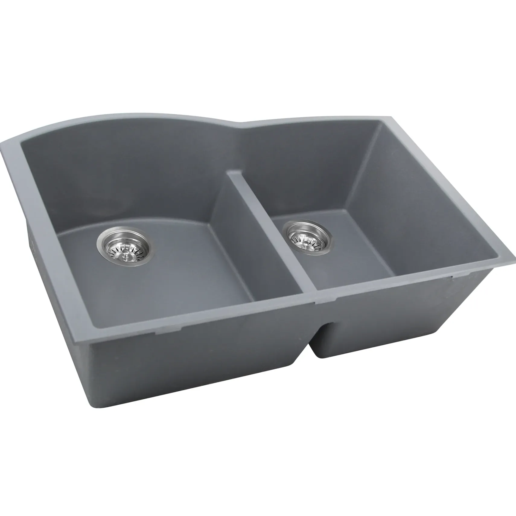 Nantucket Sinks Plymouth 33" Granite Composite Kitchen Sink, 60/40 Double Bowl, Titanium, PR6040-TI-UM