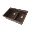 Nantucket Sinks Plymouth 33" Granite Composite Kitchen Sink, 60/40 Double Bowl, Brown, PR6040-BR