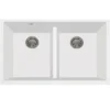 Nantucket Sinks Plymouth 33" Undermount Granite Composite Kitchen Sink, 50/50 Double Bowl, White, PR5050-LDW