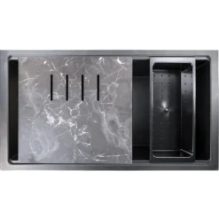 Nantucket Sinks Plymouth 34" Undermount Granite Composite Workstation Kitchen Sink with Accessories, Black, PR3419-NBL-UM