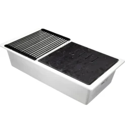 Nantucket Sinks Plymouth 34" Undermount Granite Composite Workstation Kitchen Sink with Accessories, White, PR3419-W-UM