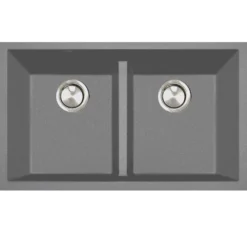 Nantucket Sinks Plymouth 33" Undermount Granite Composite Kitchen Sink, 50/50 Double Bowl, Titanium Grey/metallic flecks, PR5050-LDTI