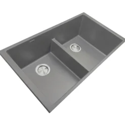 Nantucket Sinks Plymouth 33" Undermount Granite Composite Kitchen Sink, 50/50 Double Bowl, Titanium Grey/metallic flecks, PR5050-LDTI