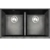 Nantucket Sinks Plymouth 33" Undermount Granite Composite Kitchen Sink, 50/50 Double Bowl, Black/metallic flecks, PR5050-LDBL
