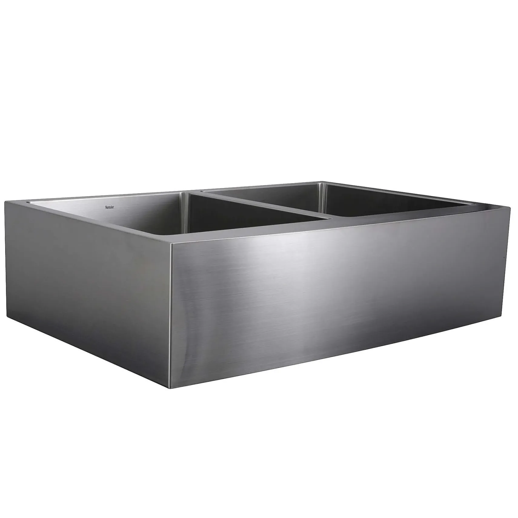 Nantucket Sinks Pro Series 33" Stainless Steel Farmhouse Sink, 16 Gauge, Double Bowl, APRON332210-DBL-SR