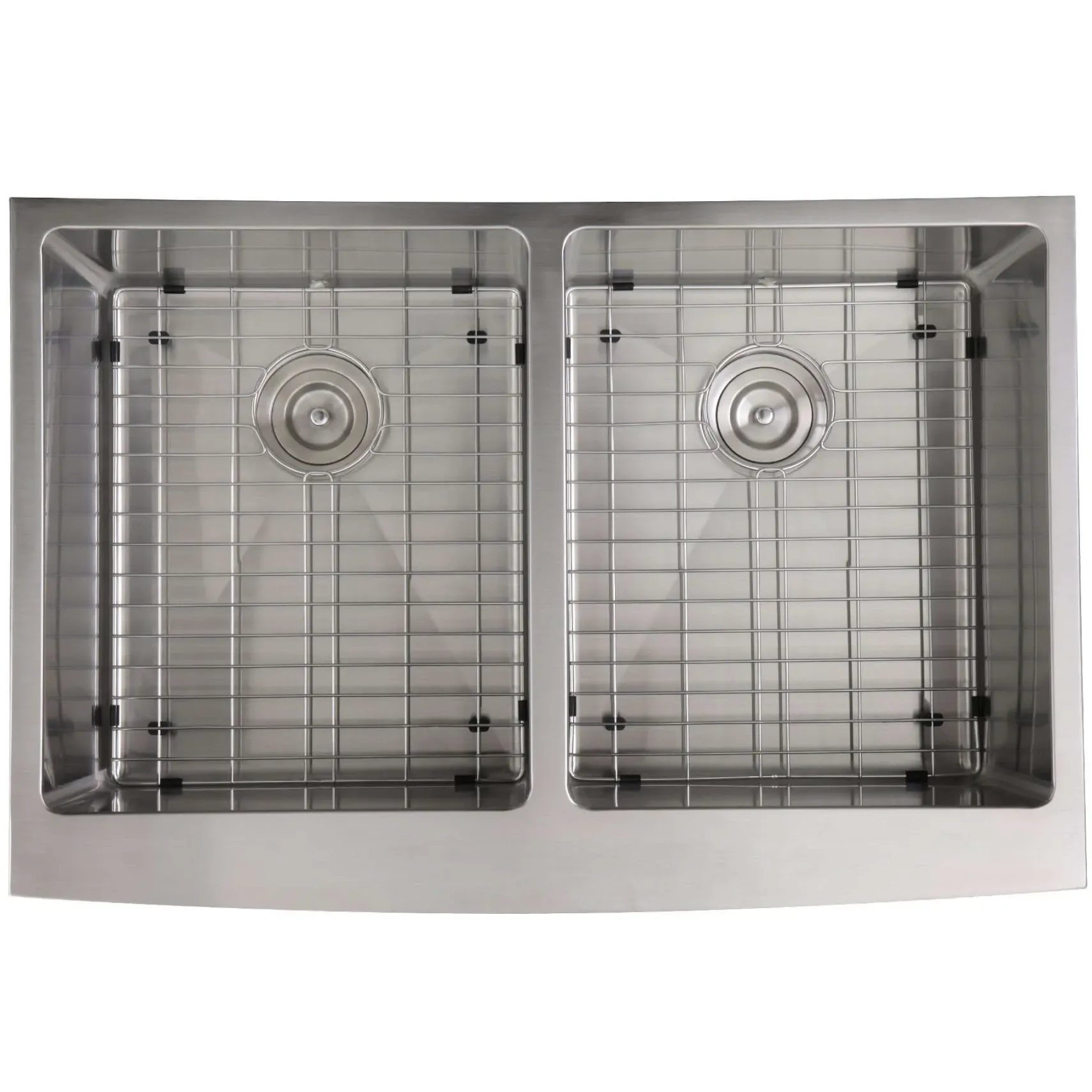 Nantucket Sinks Pro Series 33" Stainless Steel Farmhouse Sink, 16 Gauge, Double Bowl, APRON332210-DBL-SR