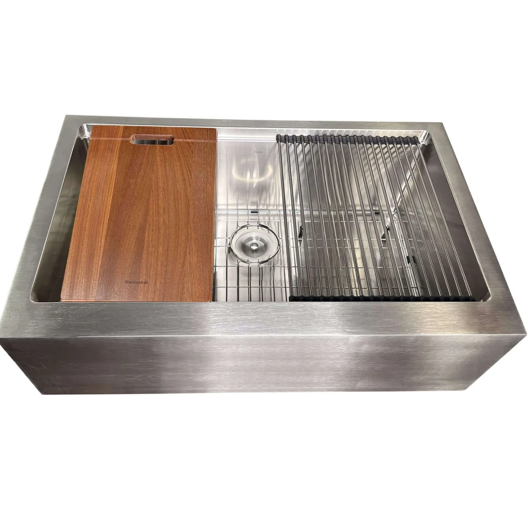 Nantucket Sinks Pro Series 33" 304 Stainless Steel Workstation Farmhouse Sink with Accessories, 16 Gauge, AP-PS-3221-16