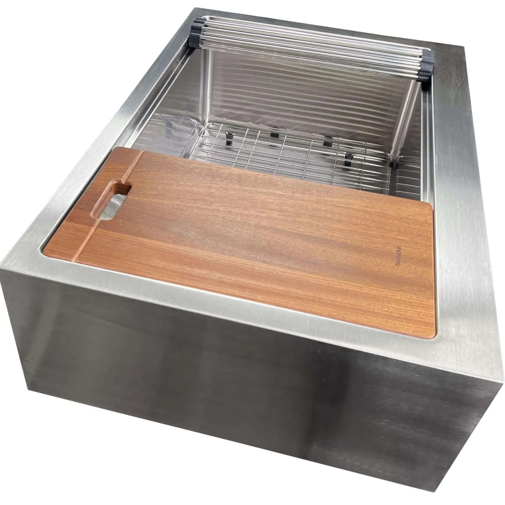 Nantucket Sinks Pro Series 33" 304 Stainless Steel Workstation Farmhouse Sink with Accessories, 16 Gauge, AP-PS-3221-16